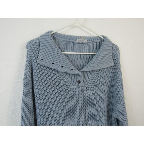 Haven Well Within Small Light Blue Open Knit Fisherman Sweater Cotton Blend - Picture 6 of 6